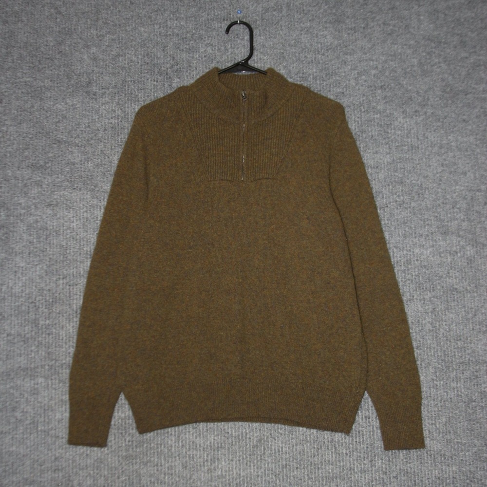 Bonobos Quarter Zip Sweater Mens L Brown Merino Wool‎ Blend Mock Neck Pullover